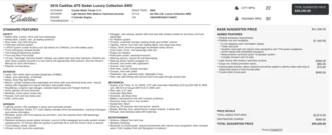 Photos of 2016 Cadillac ATS Sedan Luxury Collection AWD for sale in Alvin, TX at Auto Boutique Texas