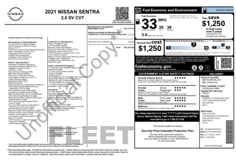 Photos of 2021 Nissan Sentra SV for sale in Alvin, TX at Auto Boutique Texas