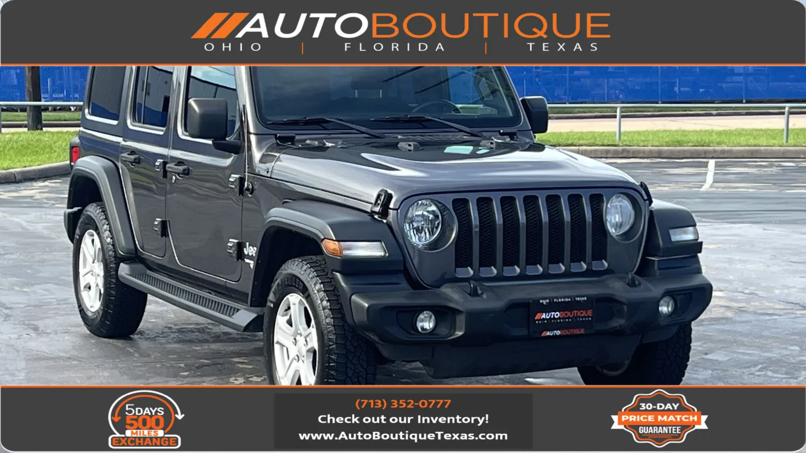 Gray 2019 Jeep Wrangler Unlimited Sport S for sale in Alvin, TX