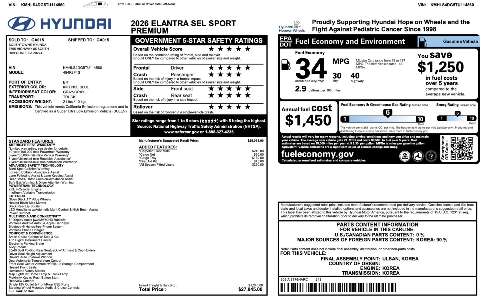 2026 Hyundai Elantra SEL Sport Premium for sale in Alvin, TX