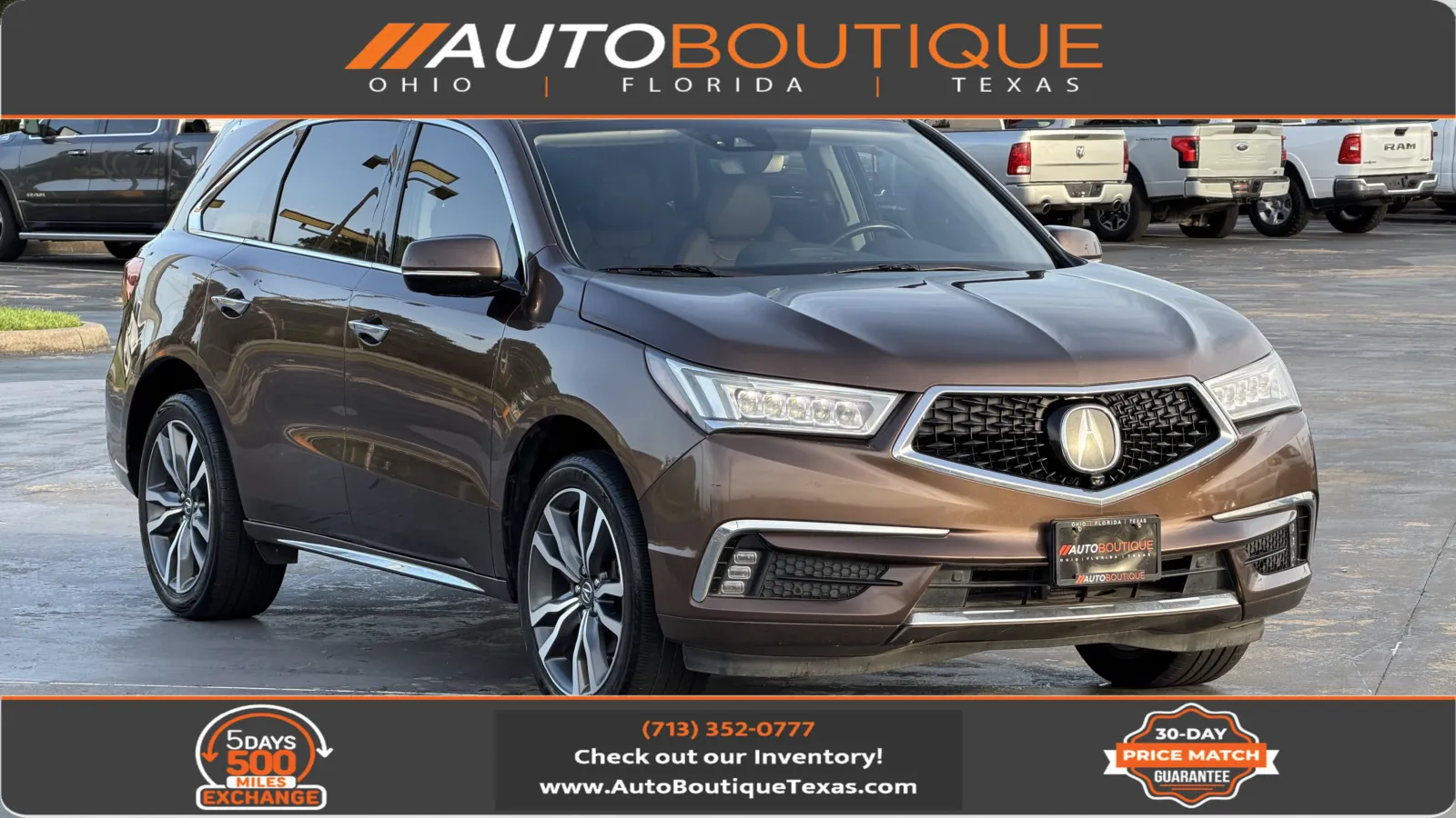 Brown 2019 Acura MDX w Advance Pkg for sale in Alvin, TX