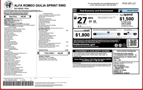 Photos of 2021 Alfa Romeo Giulia Sprint for sale in Alvin, TX at Auto Boutique Texas