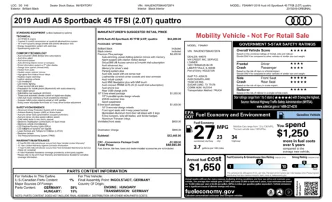 Photos of 2019 Audi A5 Sportback Premium Plus for sale in Alvin, TX at Auto Boutique Texas