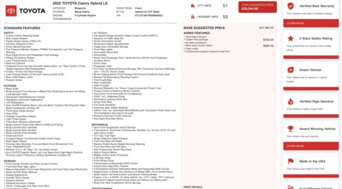 Photos of 2022 Toyota Camry Hybrid LE for sale in Alvin, TX at Auto Boutique Texas
