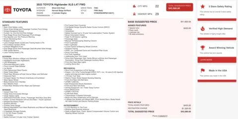 Photos of 2023 Toyota Highlander XLE for sale in Alvin, TX at Auto Boutique Texas