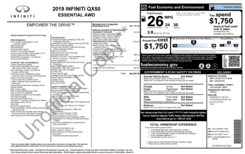Photos of 2019 INFINITI QX50 ESSENTIAL for sale in Alvin, TX at Auto Boutique Texas