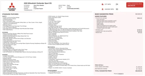 Photos of 2020 Mitsubishi Outlander Sport SP 2.0 for sale in Alvin, TX at Auto Boutique Texas