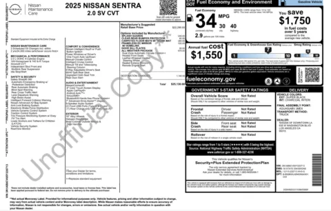 Photos of 2025 Nissan Sentra SV for sale in Alvin, TX at Auto Boutique Texas