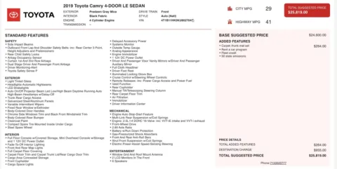 Photos of 2019 Toyota Camry LE for sale in Alvin, TX at Auto Boutique Texas