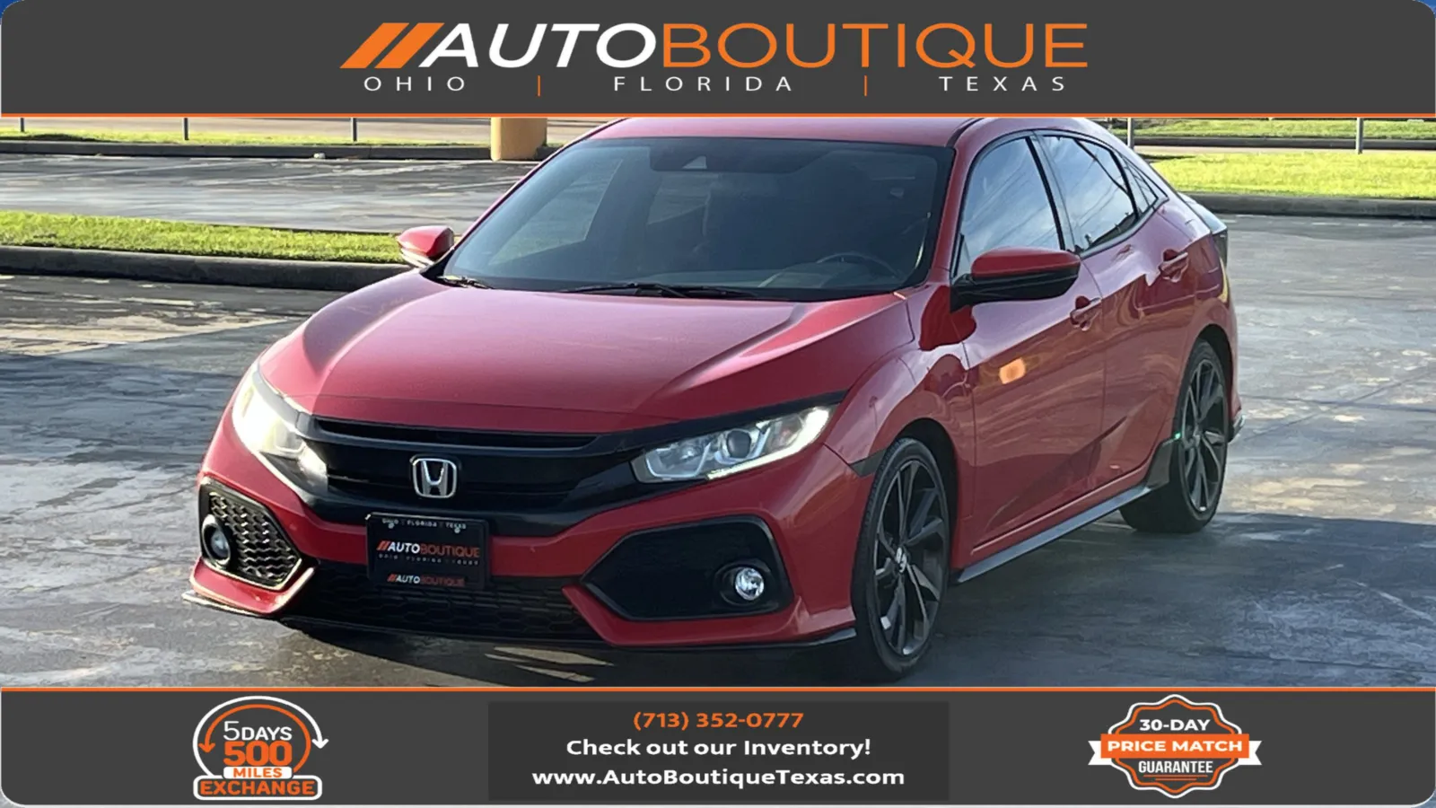 Red 2019 Honda Civic Hatchback Sport for sale in Alvin, TX