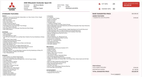 Photos of 2020 Mitsubishi Outlander Sport ES 2.0 for sale in Alvin, TX at Auto Boutique Texas