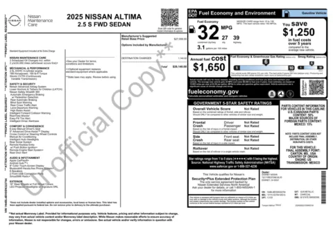 Photos of 2025 Nissan Altima S for sale in Alvin, TX at Auto Boutique Texas