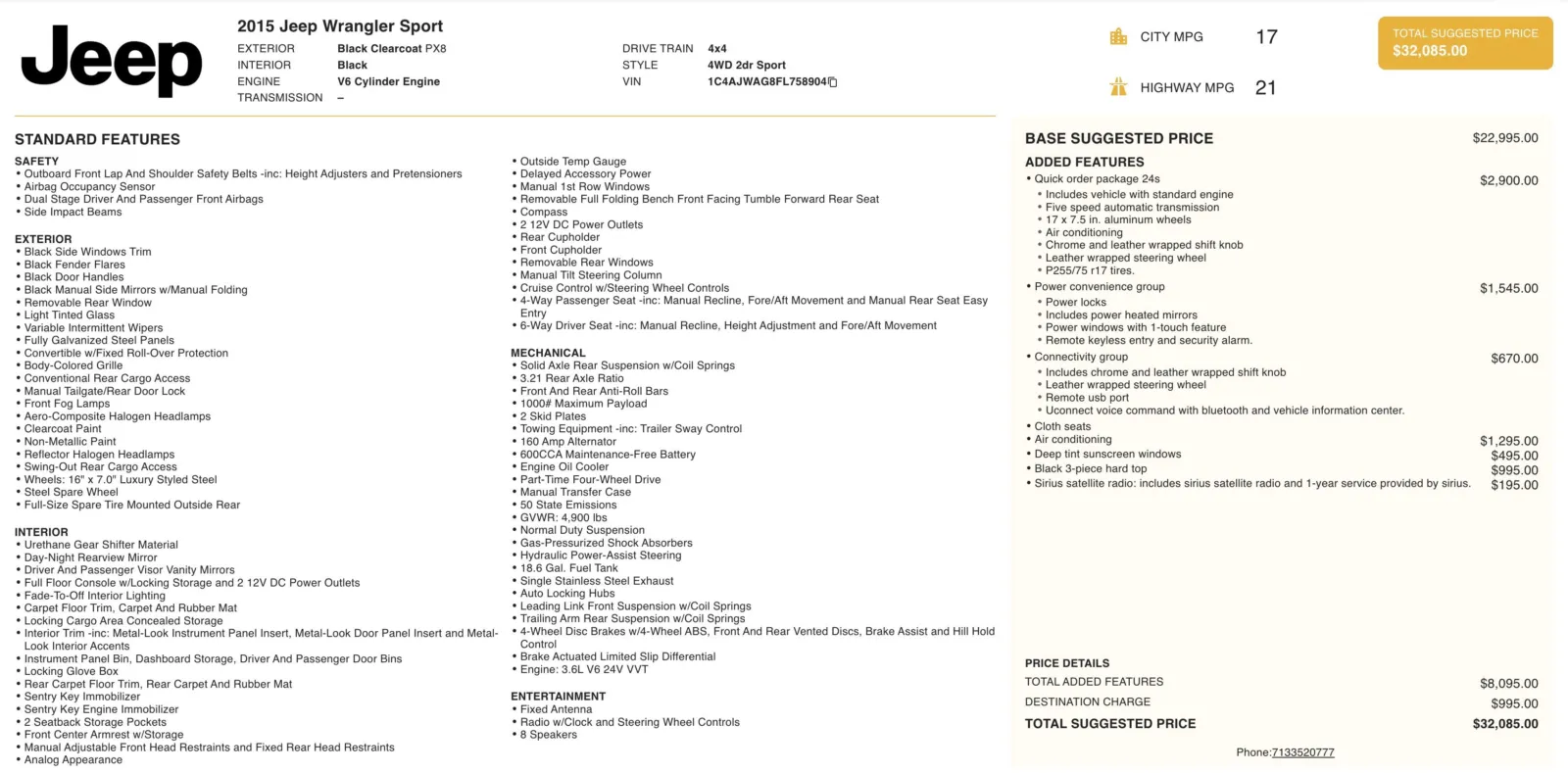 2015 Jeep Wrangler Sport for sale in Alvin, TX