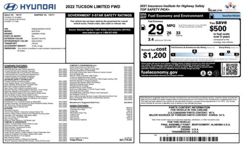 Photos of 2022 Hyundai Tucson Limited for sale in Alvin, TX at Auto Boutique Texas