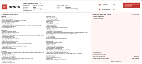 Photos of 2019 Toyota Camry LE for sale in Alvin, TX at Auto Boutique Texas