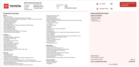 Photos of 2019 Toyota Corolla LE for sale in Alvin, TX at Auto Boutique Texas