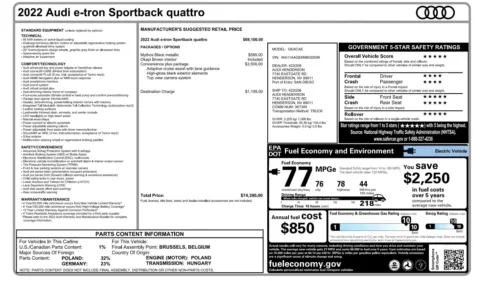 Photos of 2022 Audi e-tron Sportback S line Premium for sale in Alvin, TX at Auto Boutique Texas