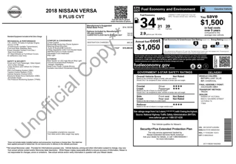 Photos of 2018 Nissan Versa Sedan S Plus for sale in Alvin, TX at Auto Boutique Texas