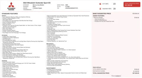 Photos of 2024 Mitsubishi Outlander Sport S for sale in Alvin, TX at Auto Boutique Texas