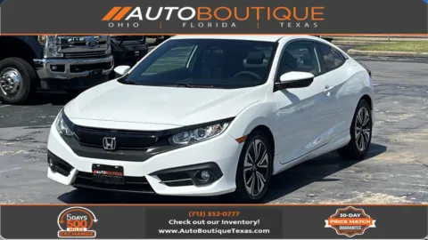 White 2017 Honda Civic Coupe EX-T for sale in Alvin, TX