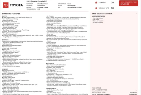 Photos of 2022 Toyota Corolla LE for sale in Alvin, TX at Auto Boutique Texas