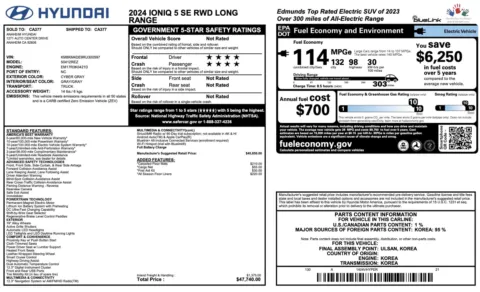 Photos of 2024 Hyundai IONIQ 5 SE for sale in Alvin, TX at Auto Boutique Texas