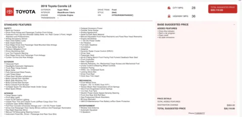 Photos of 2019 Toyota Corolla LE for sale in Alvin, TX at Auto Boutique Texas