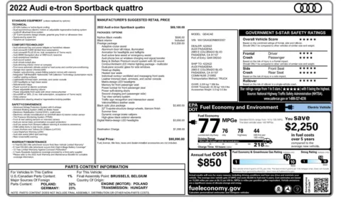 Photos of 2022 Audi e-tron Sportback S line Prestige for sale in Alvin, TX at Auto Boutique Texas