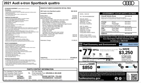 Photos of 2021 Audi e-tron Sportback Premium Plus for sale in Alvin, TX at Auto Boutique Texas