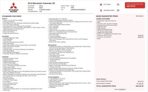 Photos of 2019 Mitsubishi Outlander SEL for sale in Alvin, TX at Auto Boutique Texas