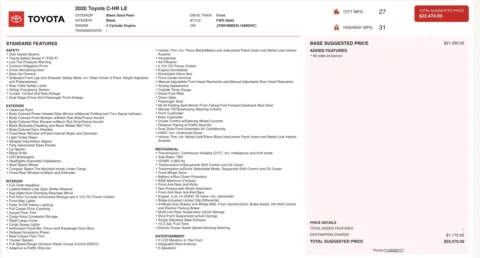 Photos of 2020 Toyota C-HR LE for sale in Alvin, TX at Auto Boutique Texas