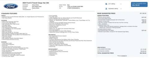 Photos of 2024 Ford E-Transit Cargo Van 350 for sale in Alvin, TX at Auto Boutique Texas