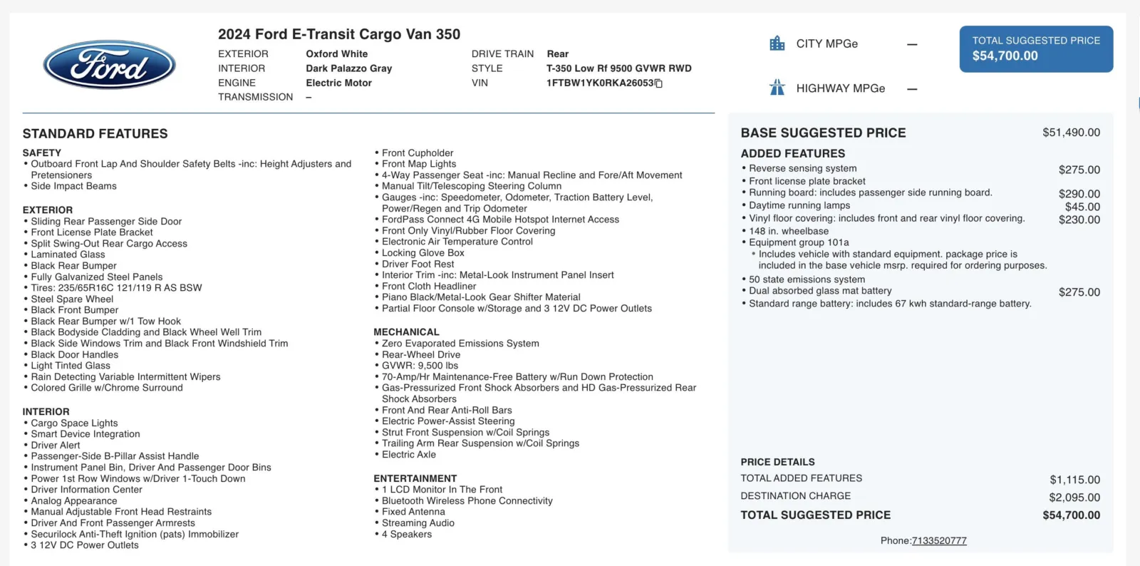 Ford E-Transit Cargo Van photo 2