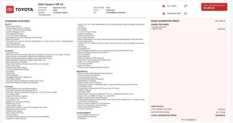 Photos of 2020 Toyota C-HR LE for sale in Alvin, TX at Auto Boutique Texas