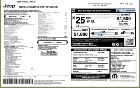 Photos of 2021 Jeep Wrangler Unlimited Sport Altitude for sale in Alvin, TX at Auto Boutique Texas