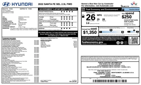 Photos of 2022 Hyundai Santa Fe SEL for sale in Alvin, TX at Auto Boutique Texas