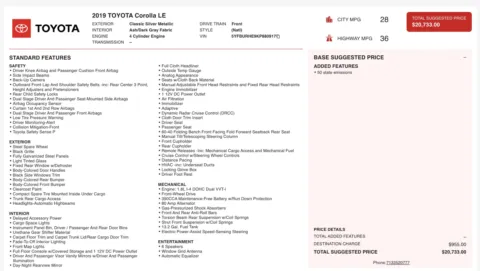 Photos of 2019 Toyota Corolla LE for sale in Alvin, TX at Auto Boutique Texas