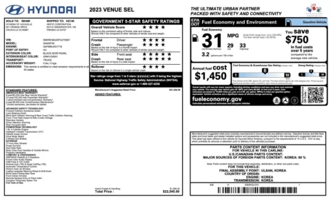 Photos of 2023 Hyundai Venue SEL for sale in Alvin, TX at Auto Boutique Texas