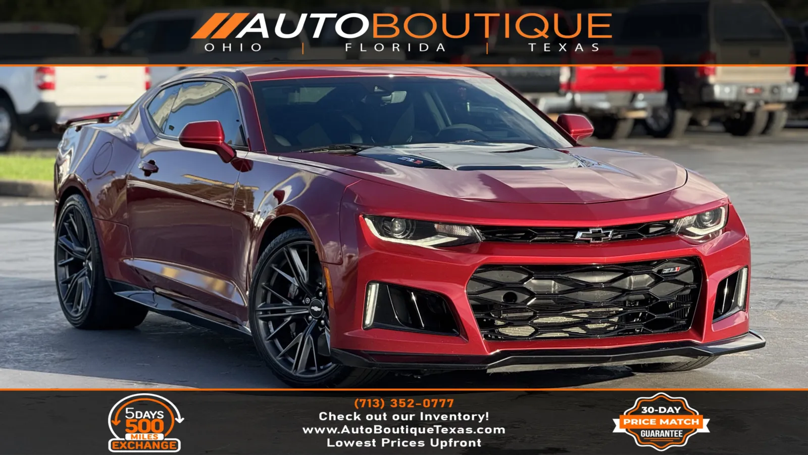 Red 2019 Chevrolet Camaro ZL1 for sale in Alvin, TX