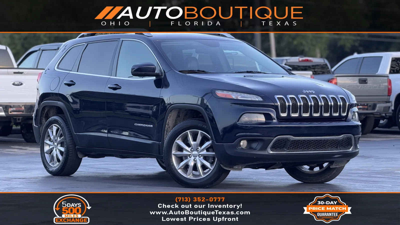 Blue 2015 Jeep Cherokee Limited for sale in Alvin, TX