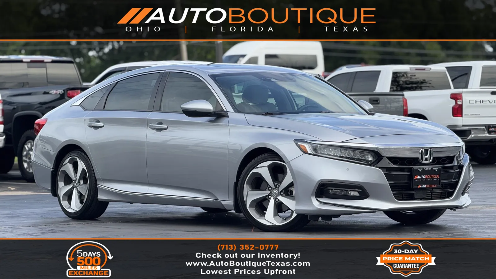 Silver 2018 Honda Accord Sedan Touring 2.0T for sale in Alvin, TX