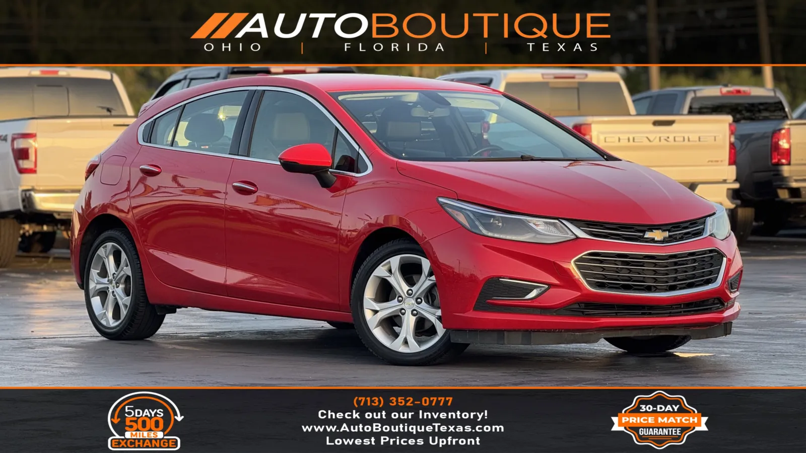 Red 2018 Chevrolet Cruze Premier for sale in Alvin, TX