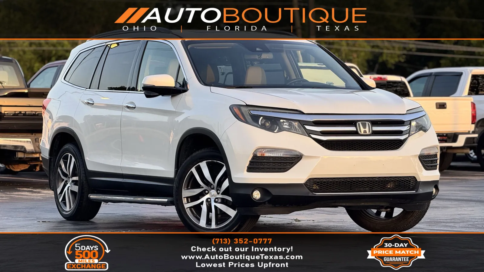 White 2016 Honda Pilot Touring for sale in Alvin, TX
