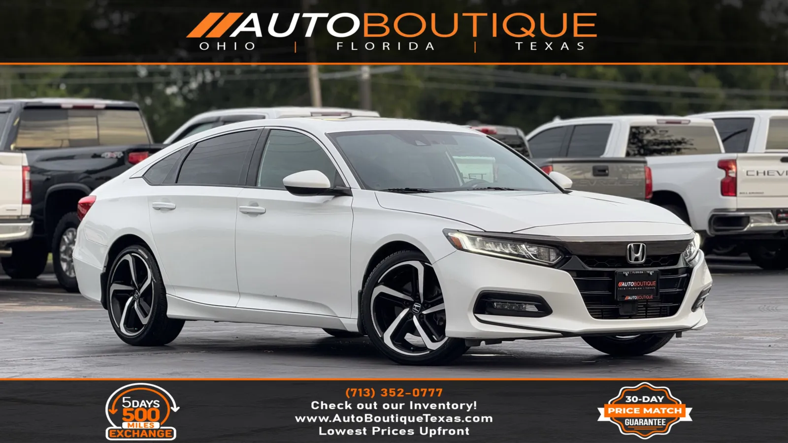 White 2019 Honda Accord Sedan Sport 2.0T for sale in Alvin, TX