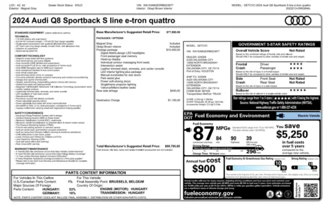 Photos of 2024 Audi Q8 e-tron Sportback S line Prestige for sale in Alvin, TX at Auto Boutique Texas