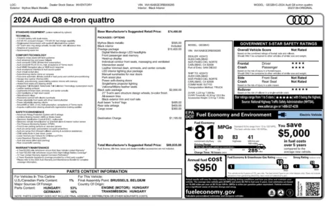 Photos of 2024 Audi Q8 e-tron Prestige for sale in Alvin, TX at Auto Boutique Texas