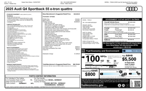 Photos of 2025 Audi Q4 e-tron Sportback Prestige for sale in Alvin, TX at Auto Boutique Texas