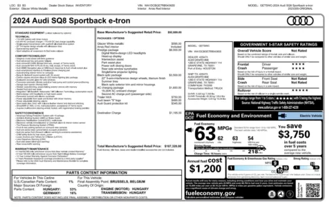 Photos of 2024 Audi SQ8 e-tron Sportback Prestige for sale in Alvin, TX at Auto Boutique Texas
