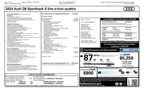 Photos of 2024 Audi Q8 e-tron Sportback S line Prestige for sale in Alvin, TX at Auto Boutique Texas