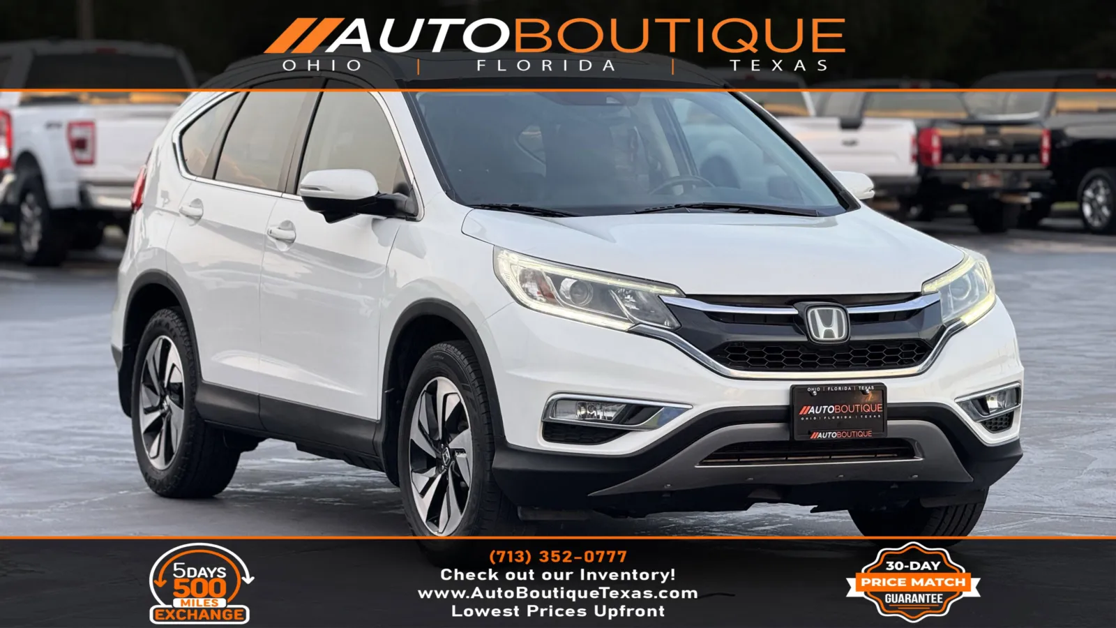 White 2016 Honda CR-V Touring for sale in Alvin, TX